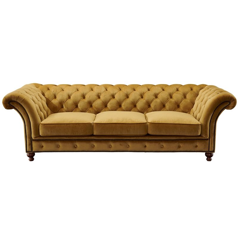 Crafters and Weavers Craftsman Mission Fabric Sloped Arm Sofa in Green