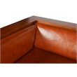 Crafters and Weavers Arts and Crafts Leather Slat Side Arm Chair in Russet Brown