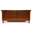 Crafters and Weavers Arts and Crafts Leather Cubic Loveseat in Chestnut