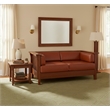 Crafters and Weavers Arts and Crafts Leather Slat Side Loveseat in Russet Brown