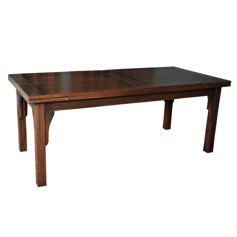 Crafters and Weavers Arts and Crafts Solid Wood Stow Leaf Dining Table in Walnut