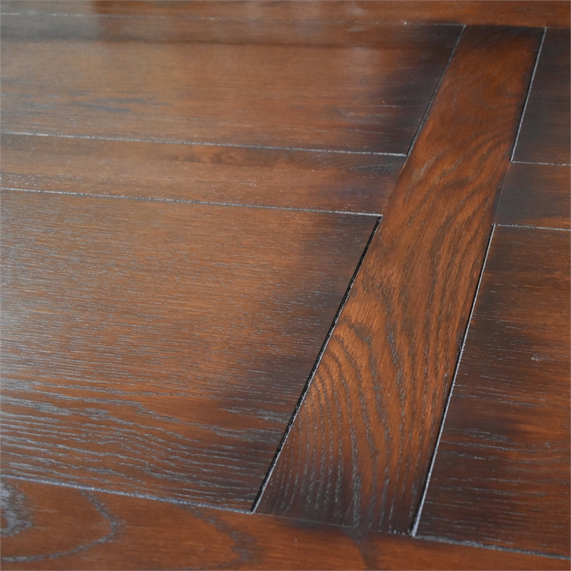 Crafters and Weavers Arts and Crafts Solid Wood Stow Leaf Dining Table in Walnut