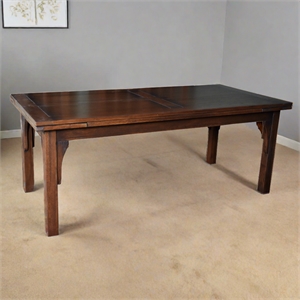 Crafters and Weavers Arts and Crafts Solid Wood Stow Leaf Dining Table in Walnut