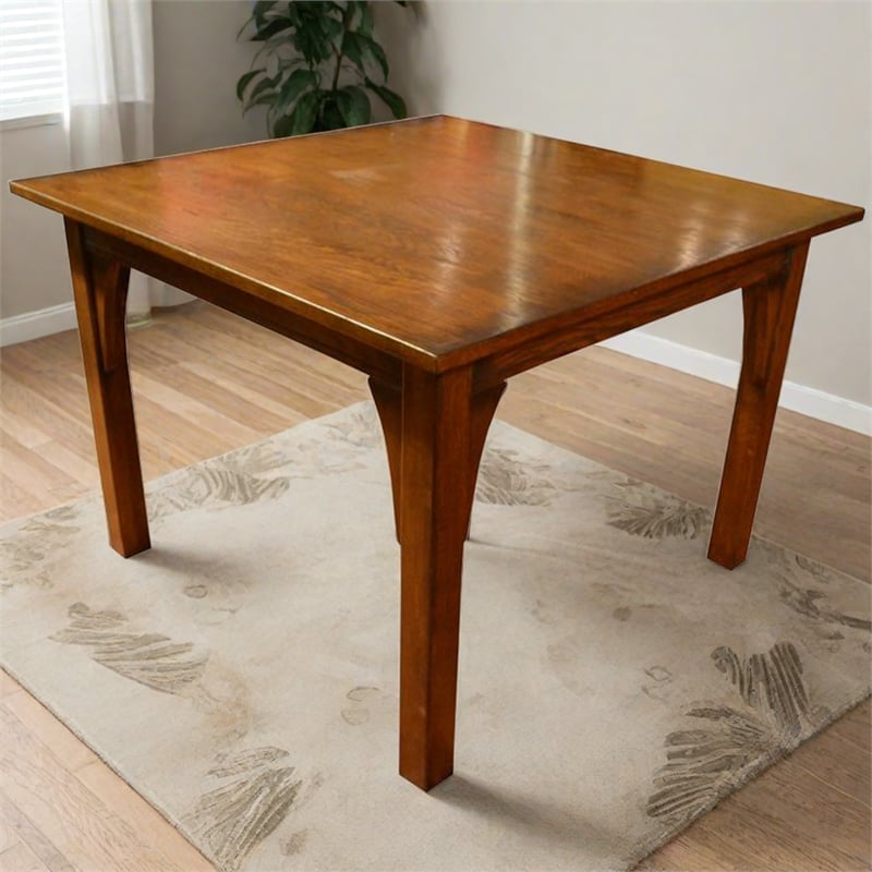 Crafters and Weavers Arts and Crafts Solid Wood Square Dining Table in Walnut
