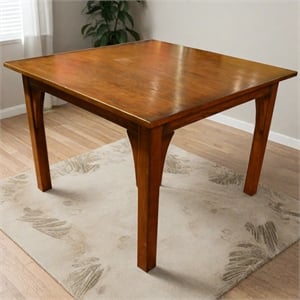 Crafters and Weavers Arts and Crafts Solid Wood Square Dining Table in Walnut