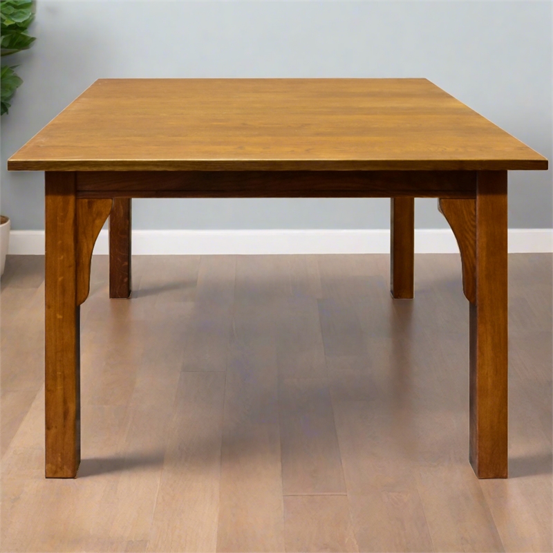Crafters and Weavers Arts and Crafts Solid Wood Square Dining Table in Cherry