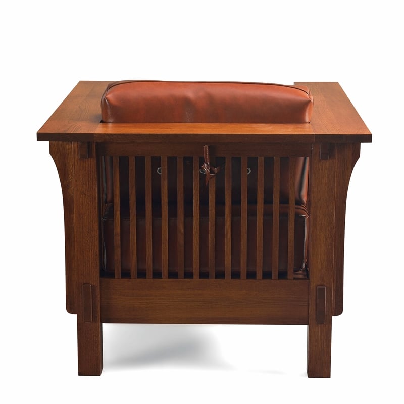Crafters and Weavers Arts and Crafts Leather Arm Chair in Chestnut
