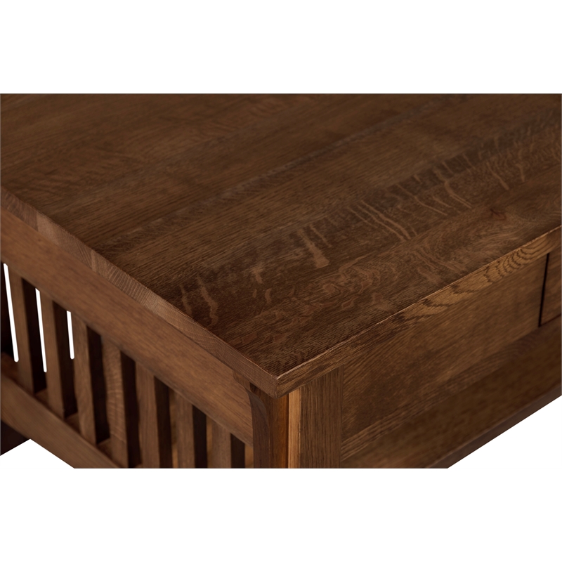 Crafters and Weavers Arts and Crafts 1 Drawer Wood Coffee Table in Walnut