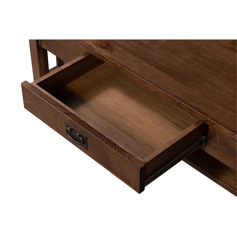 Crafters and Weavers Arts and Crafts 1 Drawer Wood Coffee Table in Walnut