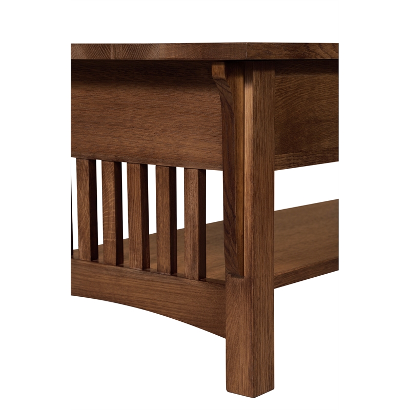 Crafters and Weavers Arts and Crafts 1 Drawer Wood Coffee Table in Walnut