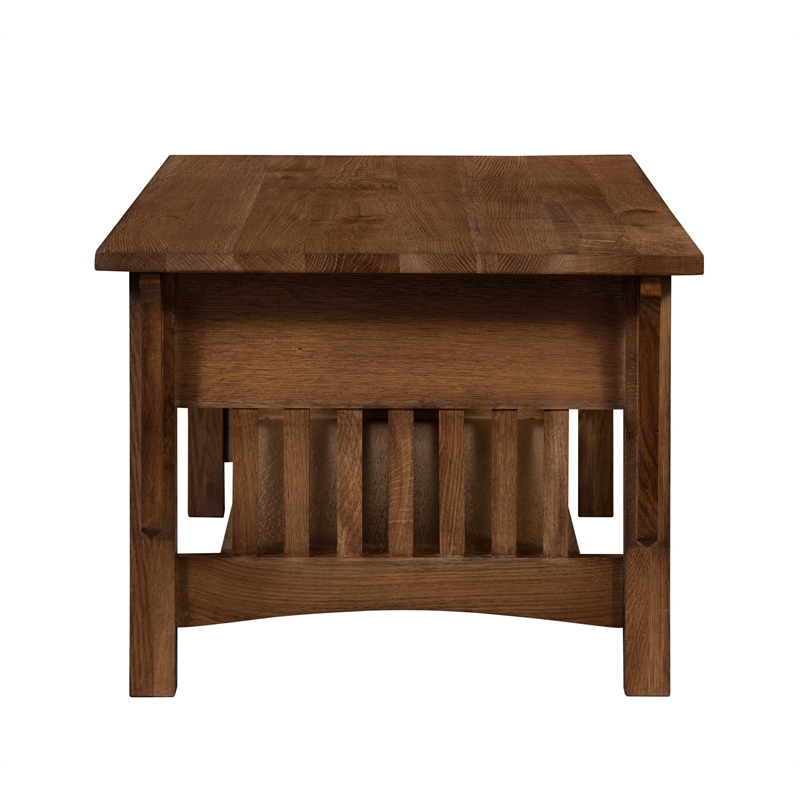 Crafters and Weavers Arts and Crafts 1 Drawer Wood Coffee Table in Walnut