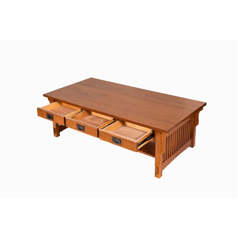 Crafters and Weavers Arts and Crafts Wood Coffee Table in Cherry