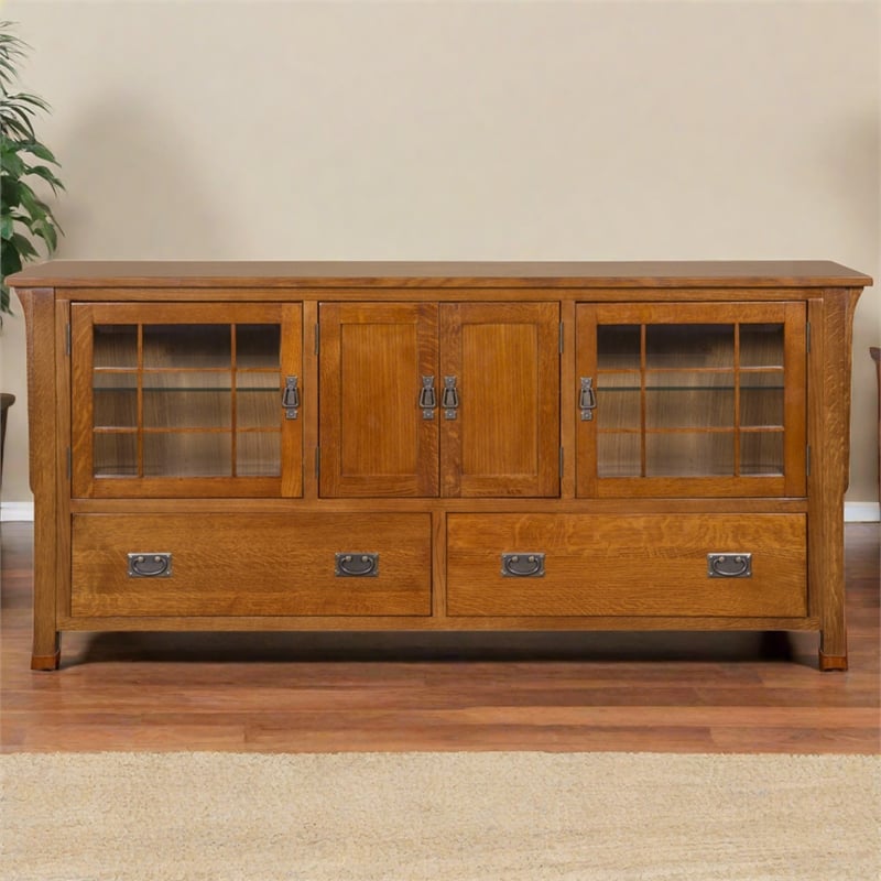 Crafters and Weavers Arts and Crafts Wood TV Stand for TVs up to 72