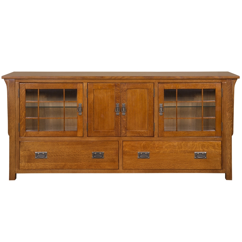 Crafters and Weavers Arts and Crafts Wood TV Stand for TVs up to 72