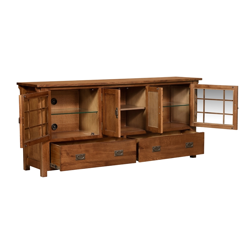 Crafters and Weavers Arts and Crafts Wood TV Stand for TVs up to 72