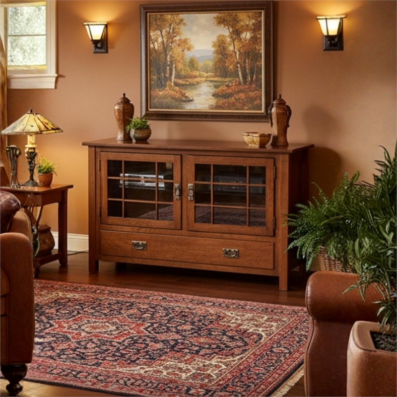 Crafters and Weavers Arts and Crafts Wood TV Stand for TVs up to 48