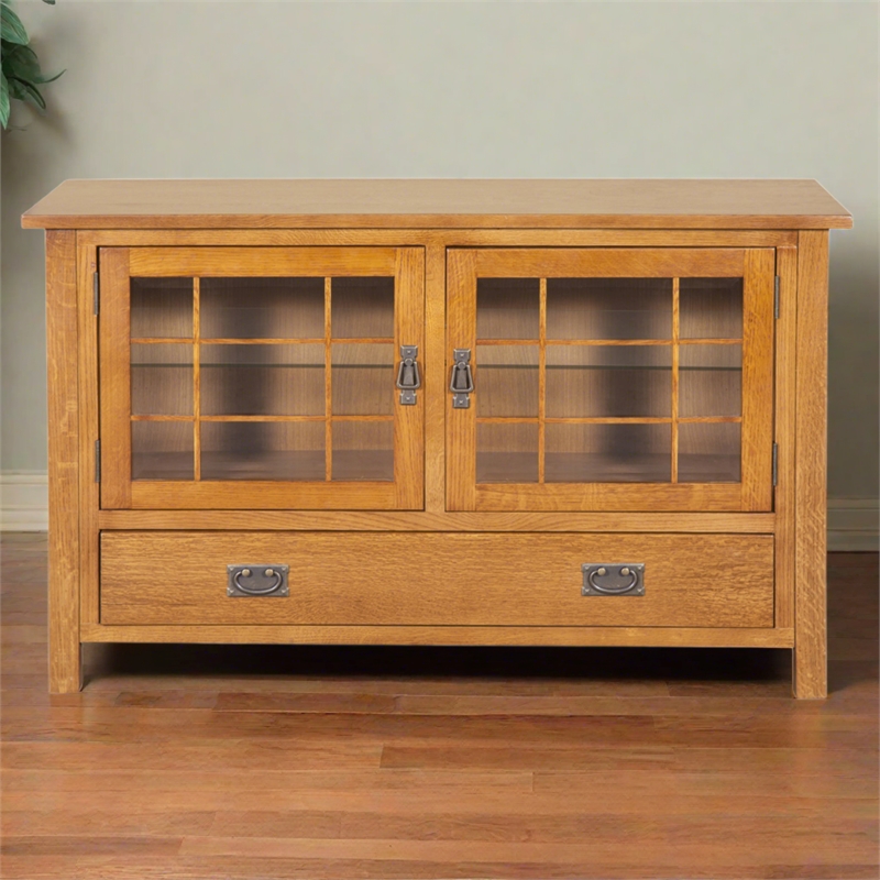 Crafters and Weavers Arts and Crafts Wood TV Stand for TVs up to 48