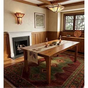 Crafters and Weavers Arts and Crafts Solid Wood Dining Table in Walnut