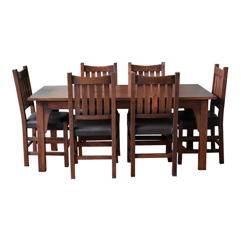 Crafters and Weavers Arts and Crafts Solid Wood Dining Table Set in Walnut