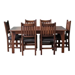 Crafters and Weavers Arts and Crafts Solid Wood Dining Table Set in Walnut