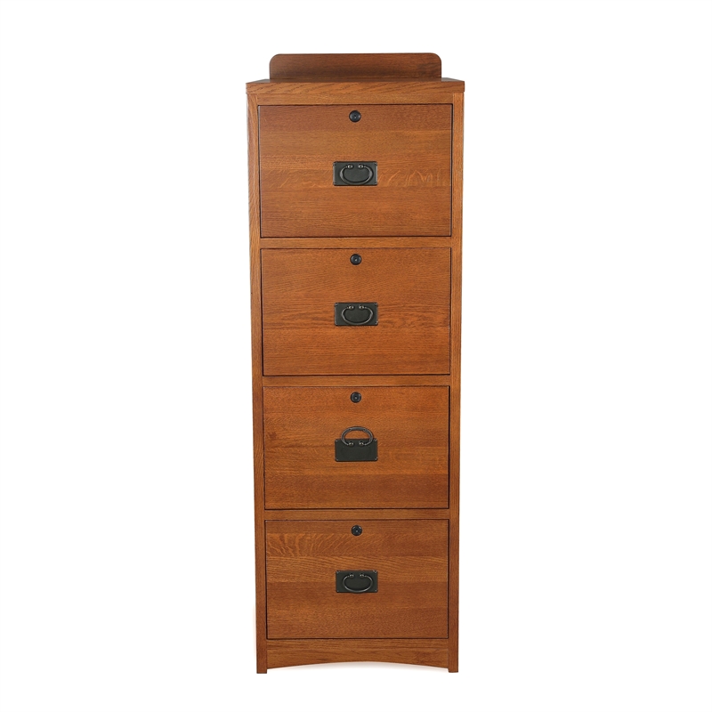 Crafters and Weavers Arts and Crafts 4-Drawer Wood File Cabinet in Cherry
