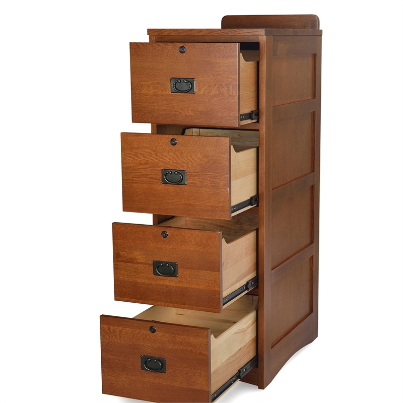 Crafters and Weavers Arts and Crafts 4-Drawer Wood File Cabinet in Cherry