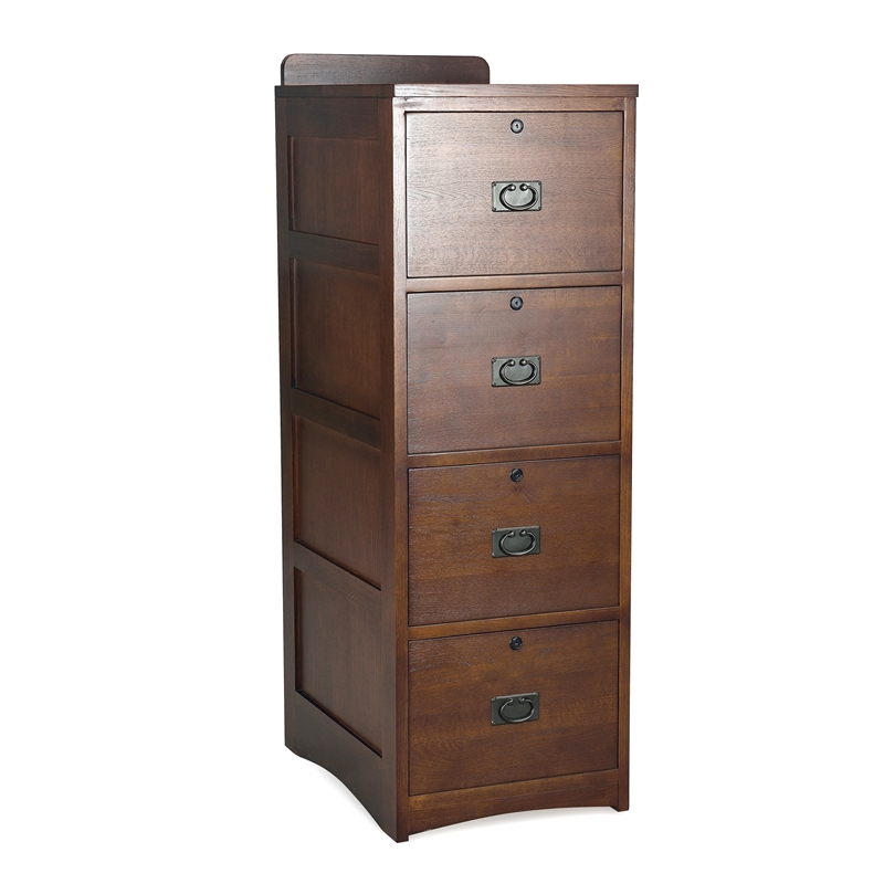 Crafters and Weavers Arts and Crafts 4-Drawer Wood File Cabinet in Cherry