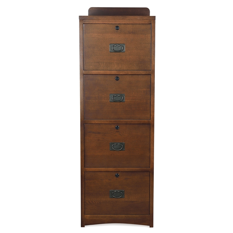 Crafters and Weavers Arts and Crafts 4-Drawer Wood File Cabinet in Cherry