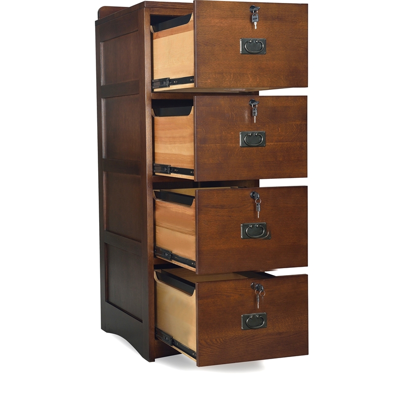 Crafters and Weavers Arts and Crafts 4-Drawer Wood File Cabinet in Cherry