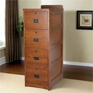 Crafters and Weavers Arts and Crafts 4-Drawer Wood File Cabinet in Cherry