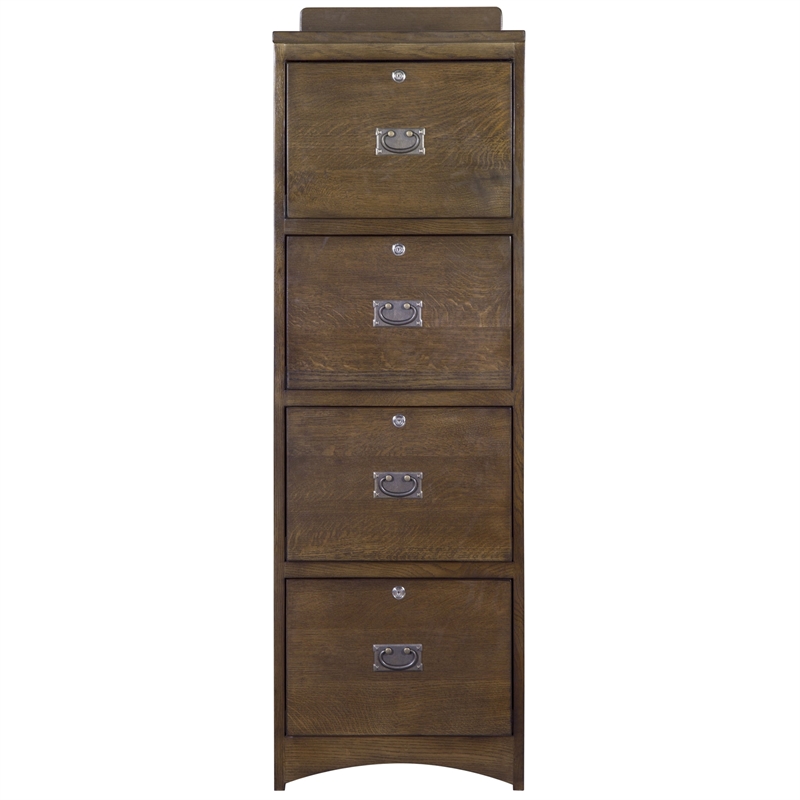 Crafters and Weavers Arts and Crafts 4-Drawer Wood File Cabinet in Walnut