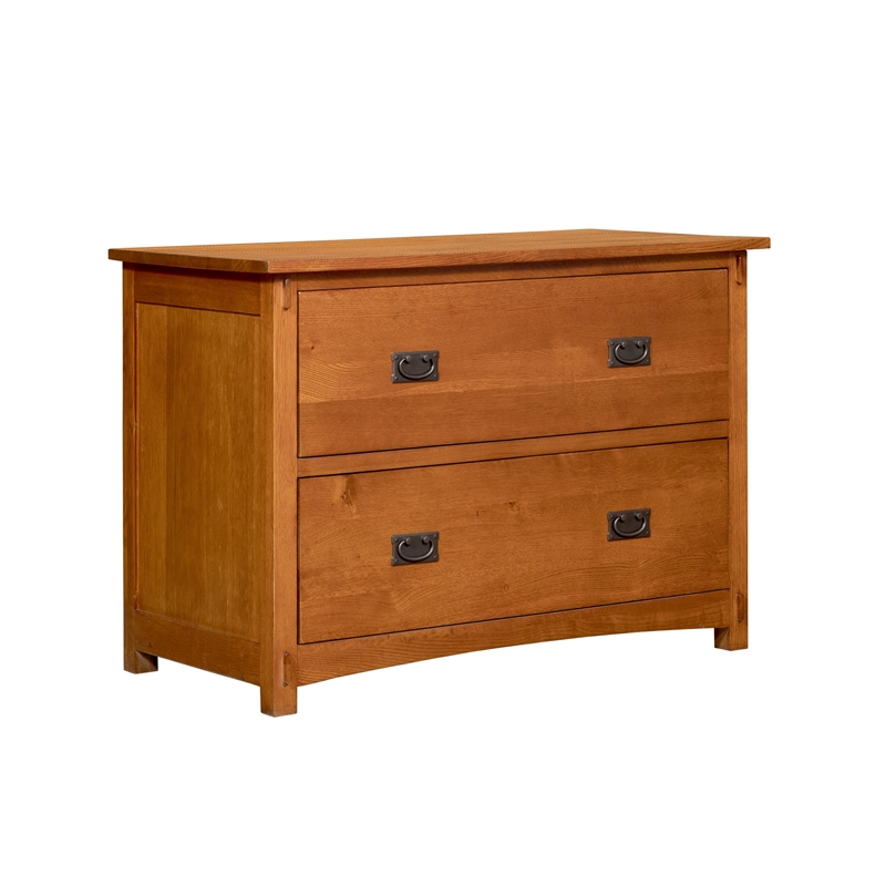 Crafters and Weavers Arts and Crafts 2-Drawer Wood Lateral File Cabinet in Oak