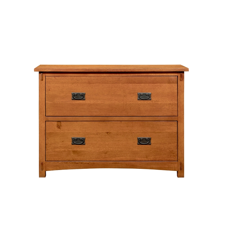 Crafters and Weavers Arts and Crafts 2-Drawer Wood Lateral File Cabinet in Oak