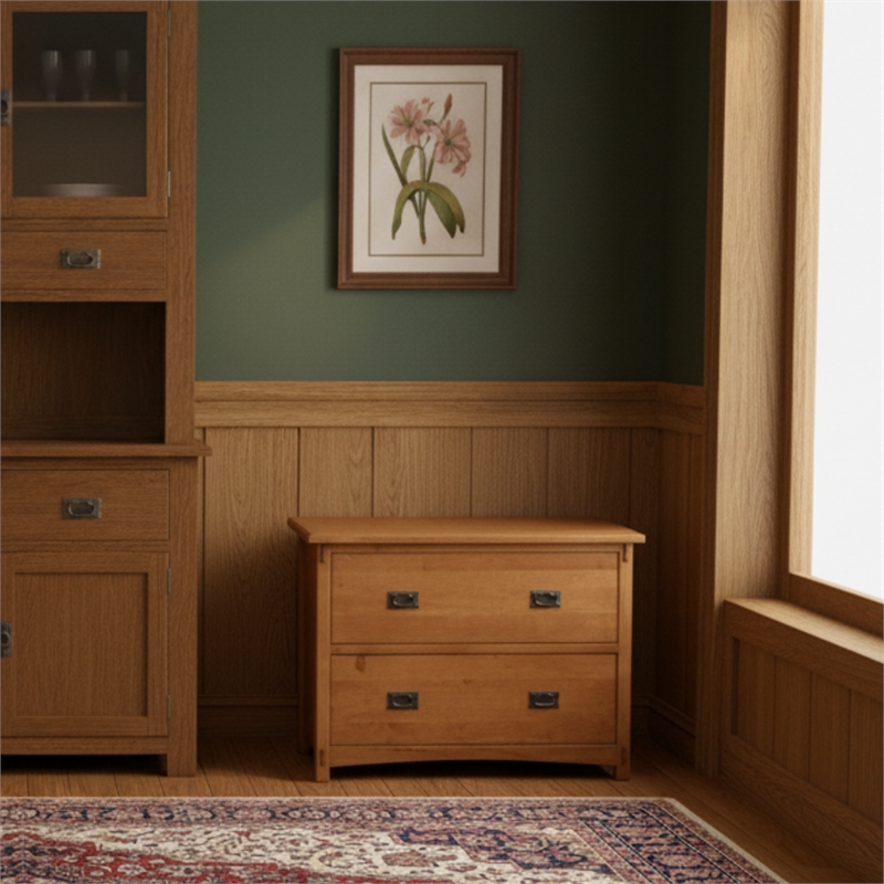 Crafters and Weavers Arts and Crafts 2-Drawer Wood Lateral File Cabinet in Oak