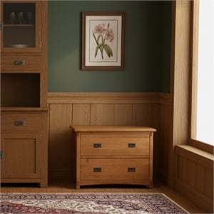Crafters and Weavers Arts and Crafts 2-Drawer Wood Lateral File Cabinet in Oak