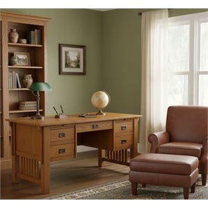 Crafters and Weavers Arts and Crafts 5-Drawer Wood Desk in Brown