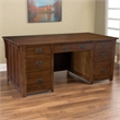 Crafters and Weavers Arts and Crafts Wood Library Desk w/ File Cabinet in Walnut