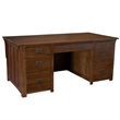 Crafters and Weavers Arts and Crafts Wood Library Desk w/ File Cabinet in Walnut