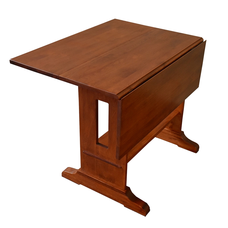 Crafters and Weavers Arts and Crafts Solid Wood Drop Leaf Dining Table in Cherry