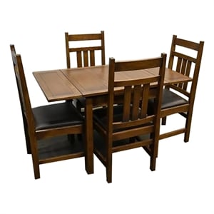 Crafters and Weavers Arts and Crafts Solid Wood Kitchen Table Set in Walnut/Oak