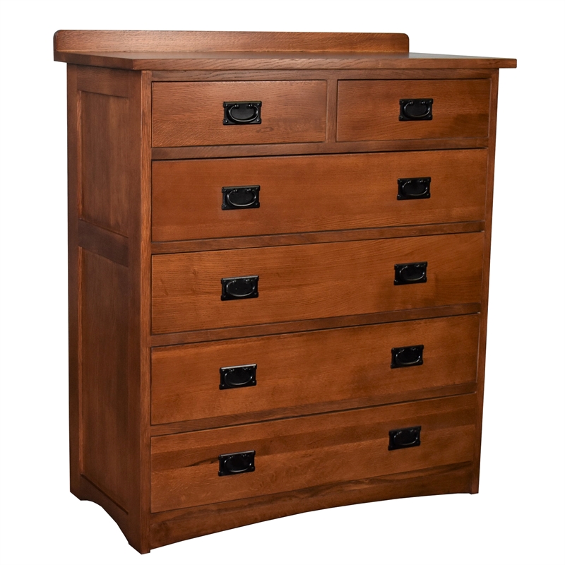 Crafters and Weavers Craftsman 6-Drawer Solid Wood Dresser in Cherry Oak