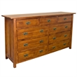 Crafters and Weavers Craftsman 9-Drawer Solid Wood Dresser in Cherry