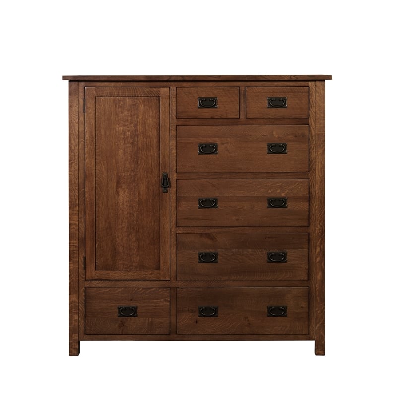 Crafters and Weavers Craftsman 2-Shelf Solid Wood Chest in Walnut