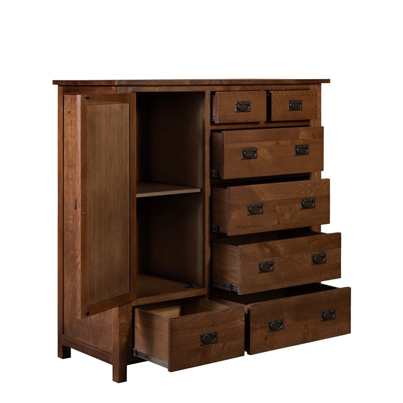 Crafters and Weavers Craftsman 2-Shelf Solid Wood Chest in Walnut