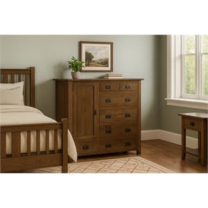 Crafters and Weavers Craftsman 2-Shelf Solid Wood Chest in Walnut