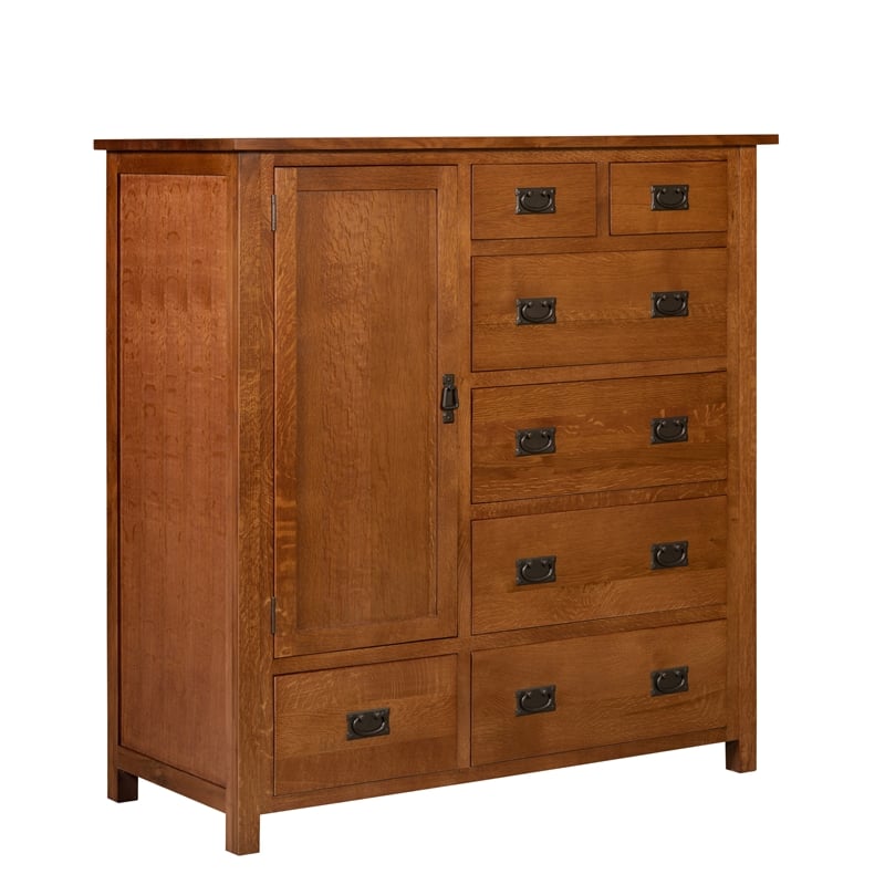 Crafters and Weavers Craftsman 7-Drawer Solid Wood Chest in Cherry