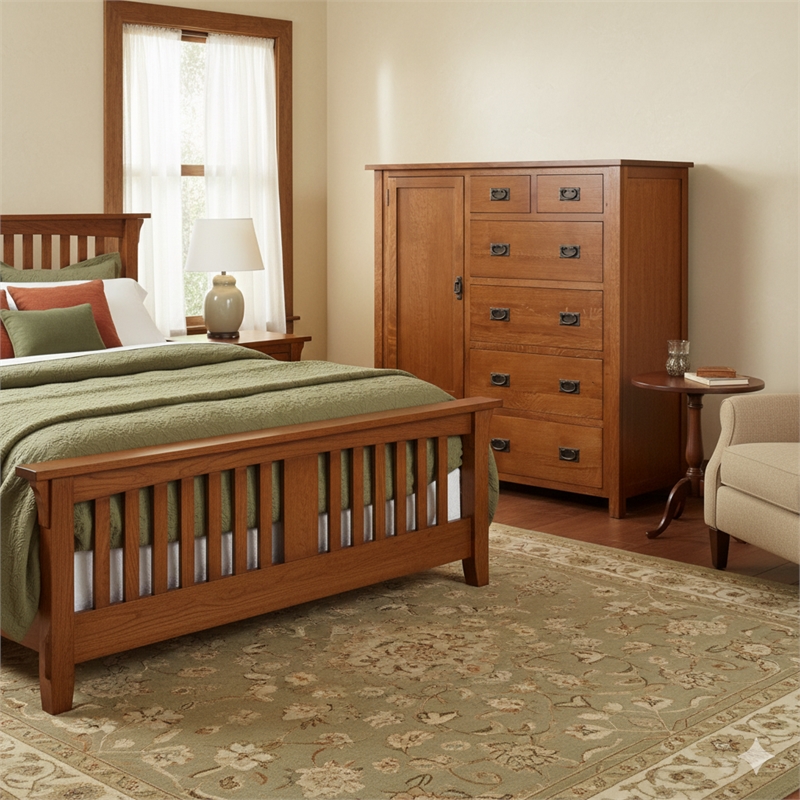 Crafters and Weavers Craftsman 7-Drawer Solid Wood Chest in Cherry