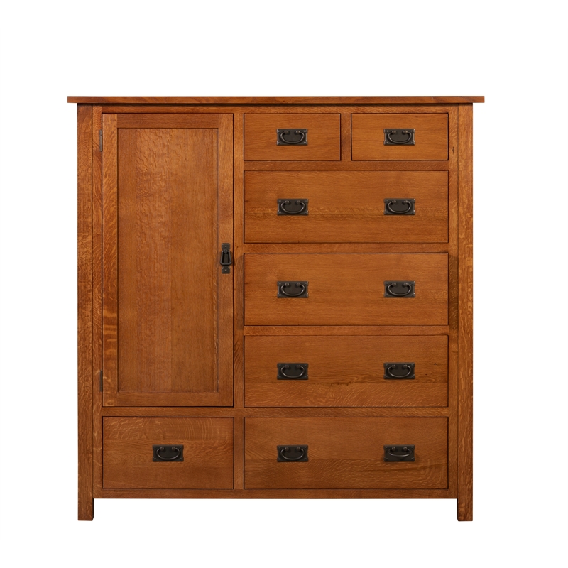Crafters and Weavers Craftsman 7-Drawer Solid Wood Chest in Cherry