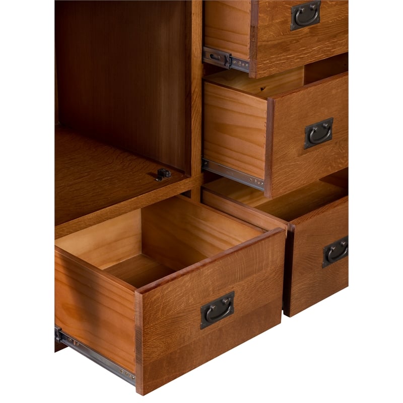 Crafters and Weavers Craftsman 7-Drawer Solid Wood Chest in Cherry