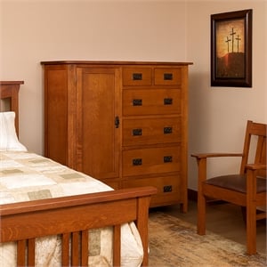 Crafters and Weavers Craftsman 7-Drawer Solid Wood Chest in Cherry